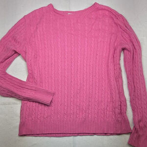 Women's Covington Pink Cable Knit Crew Neck Sweater XL
